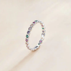 S925 Silver Colorful Zircon Rainbow Ring for Women
