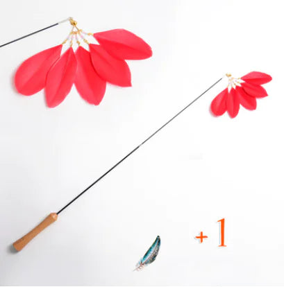 Wooden Cat Teaser Wand - Retractable Cat Toy