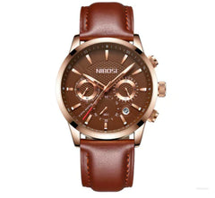 Stylish Men's Black Gold Steel Sports Watch with 3 Eyes