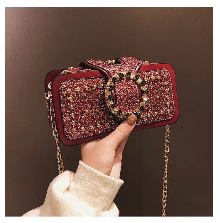 Trendy Sequin Women's Shoulder Bag with Chain Strap