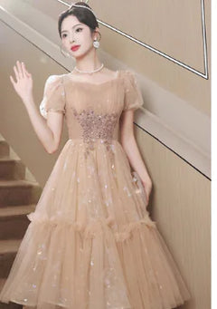 French Retro Sweet Fairy Dress with Heavy Embroidery