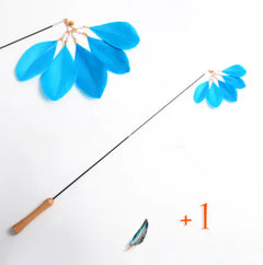 Wooden Cat Teaser Wand - Retractable Cat Toy