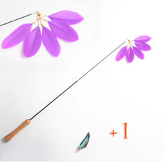 Wooden Cat Teaser Wand - Retractable Cat Toy