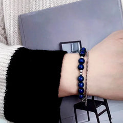 High-Grade Beaded Bracelet for Women in Brown and Blue